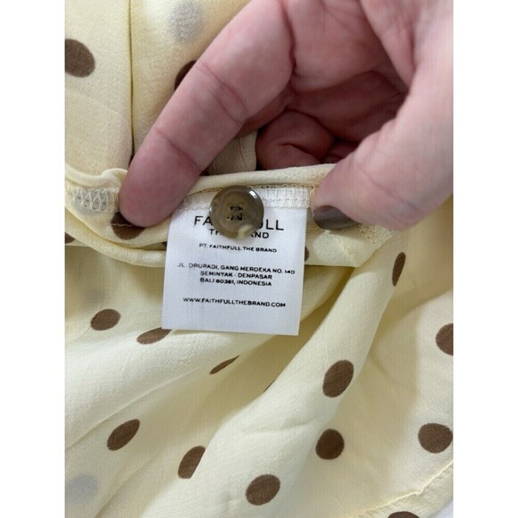Faithfull the Brand Vanelli Mini Dress Sylve Dot Print Lemon 8 Cream Brown Dot - Picture 10 of 16